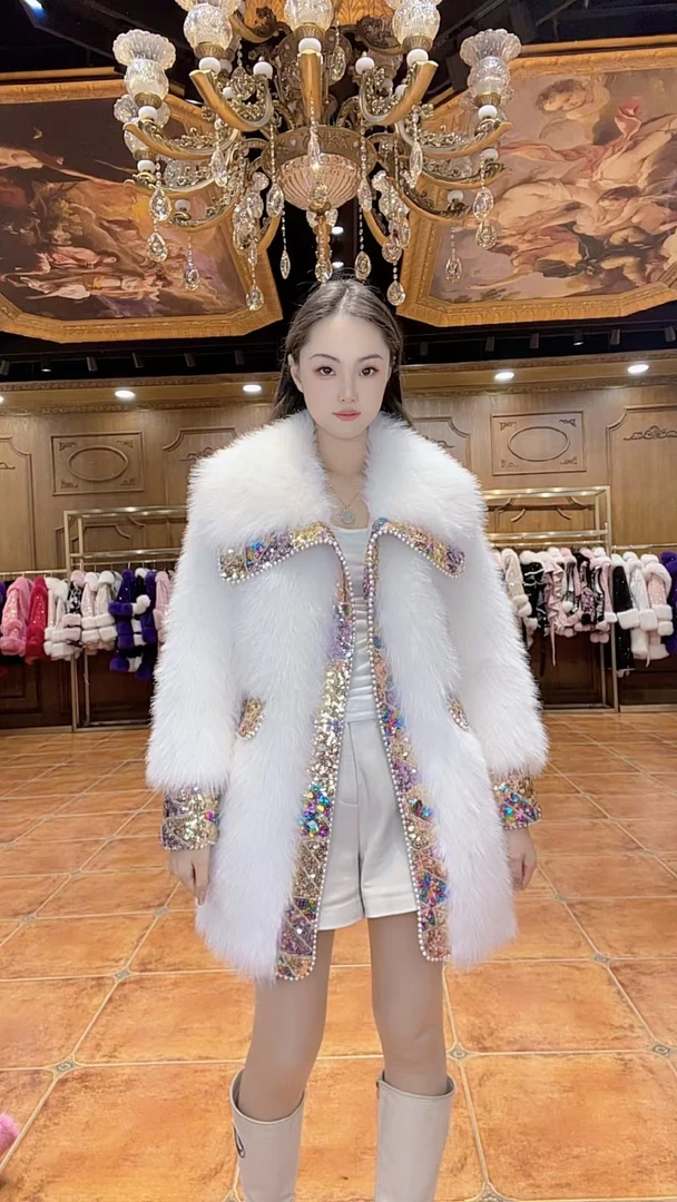 【冰川雾蓝】上新时尚百搭轻奢毛毛外套5560518