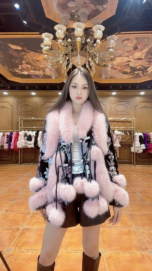 【雪颂玄冬】上新时尚百搭轻奢毛毛外套116001B4