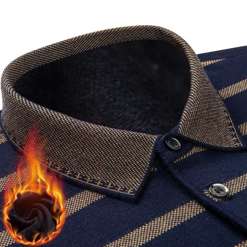 加绒加厚可选】爸爸装长袖T恤男士秋冬针织打底衫中老年人上衣男l