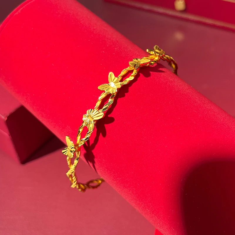 铜合金手镯 时尚精品法式小众蝴蝶手镯可调手镯首饰品开口可调节