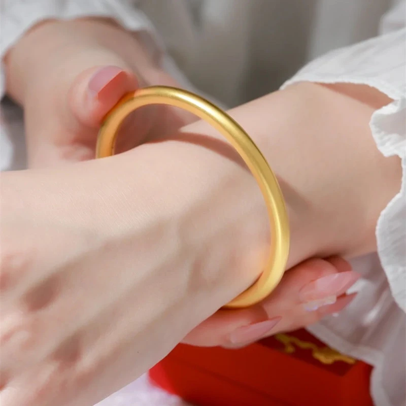 铜合金手镯 古法传承手镯女新娘轻奢镯子首饰素圈喷砂久不掉色