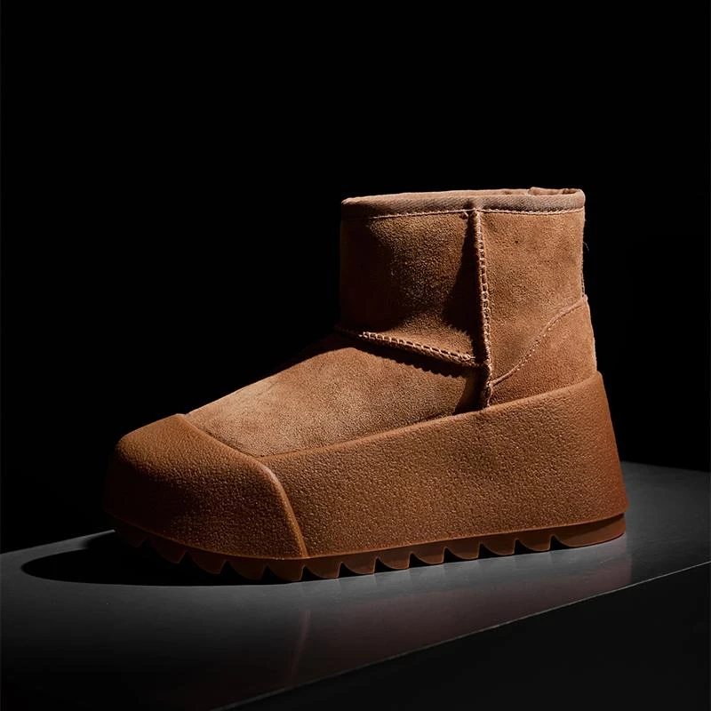 厚底雪地靴女冬加绒加厚防滑防水厚底增高东北保暖短靴GD-24B18