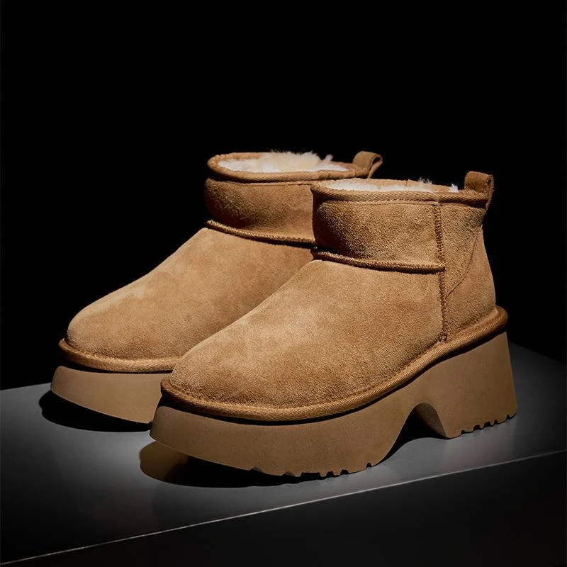 白鹿同款雪地靴厚底女鞋2024冬季新款保暖防滑羊毛一体GD-24B12