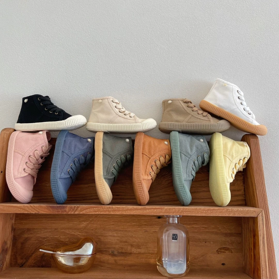 新款儿童韩版休闲低帮水洗软小中童帆布鞋西班牙风软底魔术贴童鞋