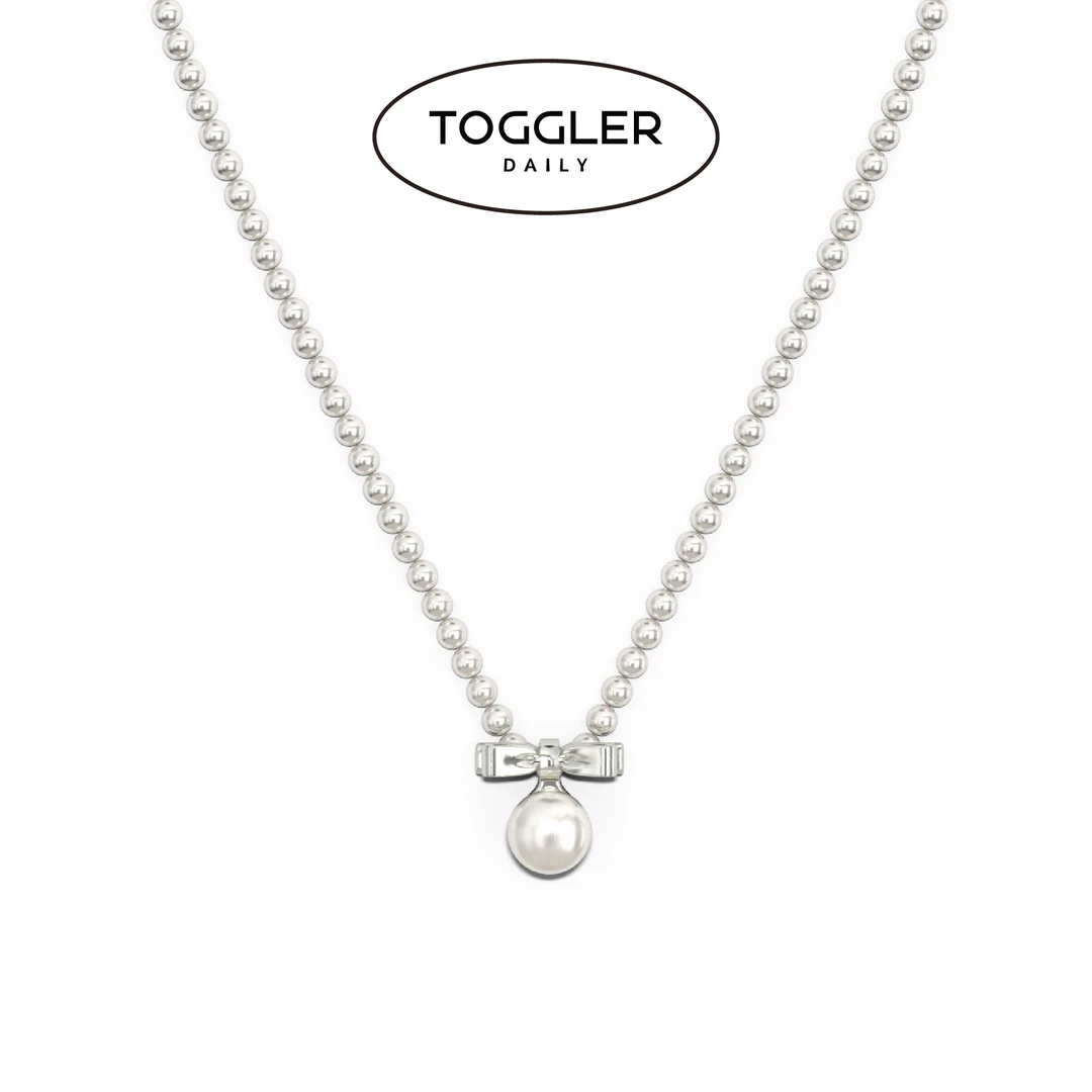 TOGGLER/托格乐 吊坠925银仿珍珠 DAILY晃动蝴蝶结项链