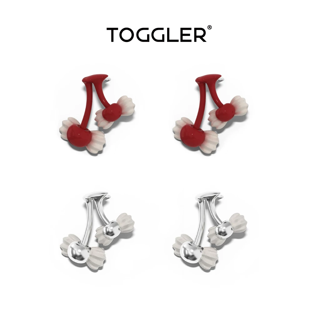 TOGGLER/托格乐 铜合金耳饰 小小甜系列奶油蝴蝶结樱桃耳钉新年