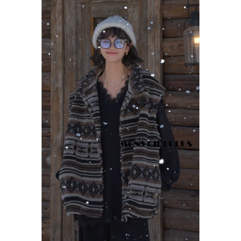 MoNvKiKiPlus2“拿铁“高克重百搭宽松慵懒风品质拼接马甲#761