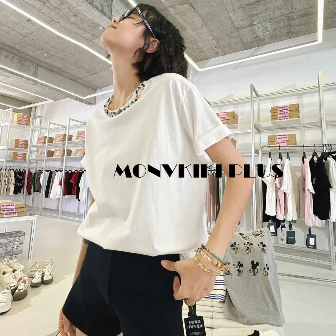 MoNvKiKiPlus2“高定T闪“2024夏季休闲宽松情侣轻奢工艺T恤#170