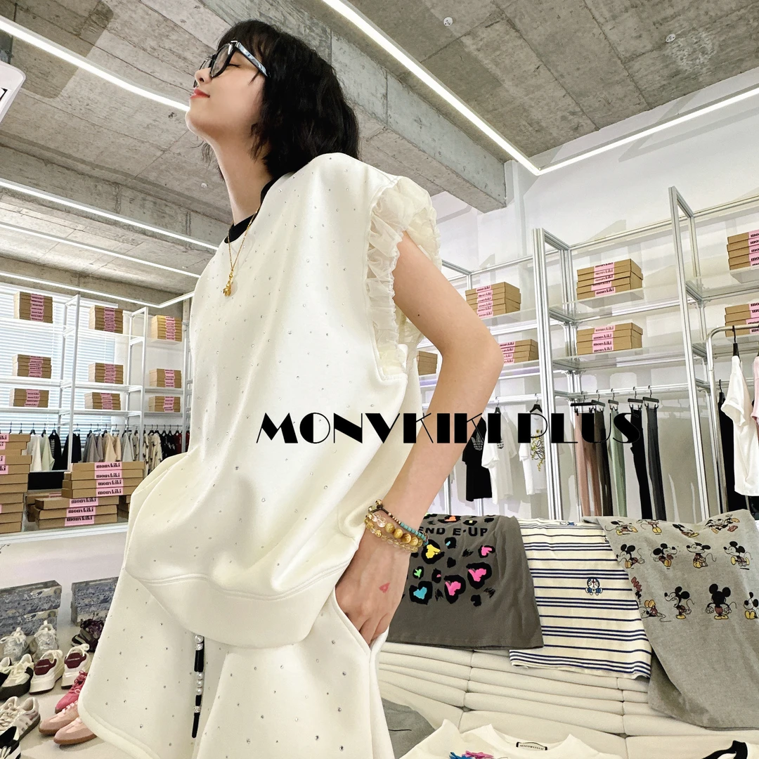 MoNvKiKiPlus2“有点甜“夏季短袖重工烫钻轻奢设计师两件套装#229