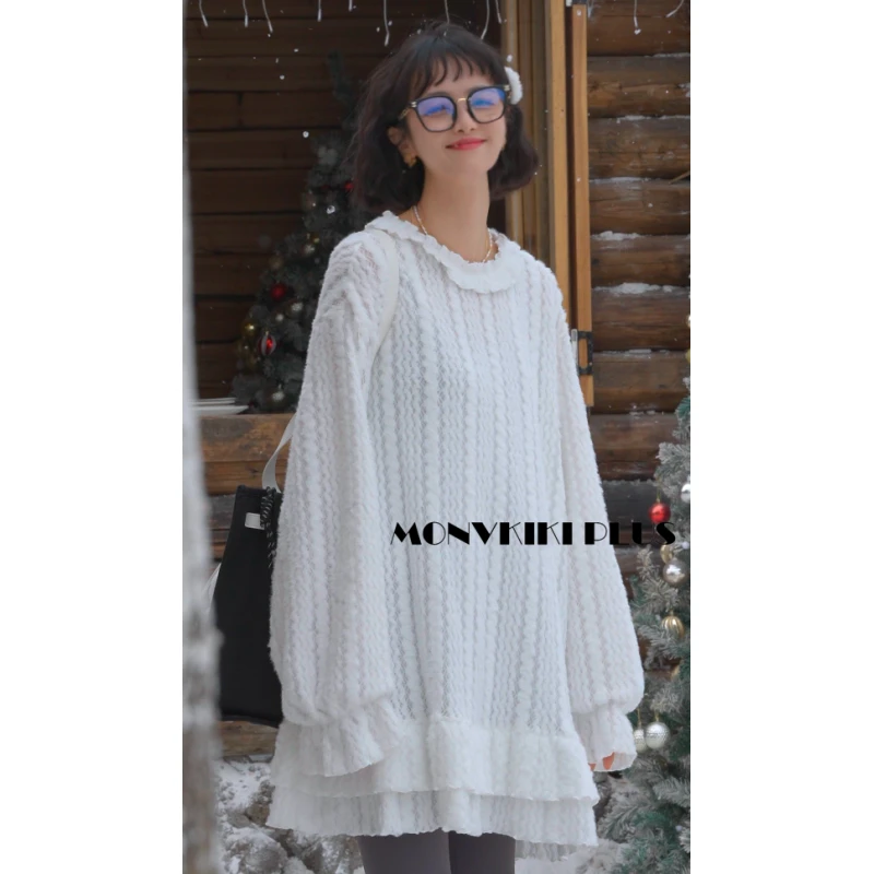 MoNvKiKiPlus2“芒种“冬季重工加厚磨毛蕾丝内搭潮打底针织衫#865