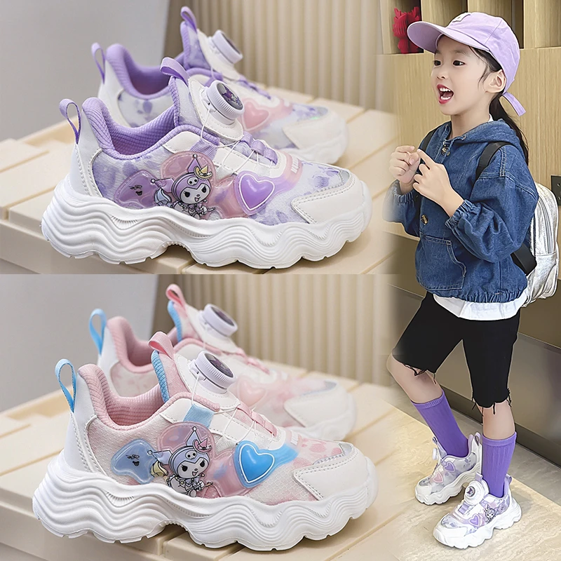 2024秋季新款女童皮面休闲鞋儿童防水运动鞋老爹鞋中大童2208