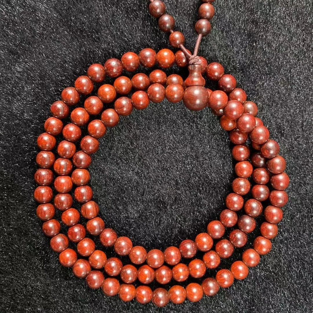 印度小叶紫檀檀香紫檀06cm/108文玩佛珠手串高油密材质细腻