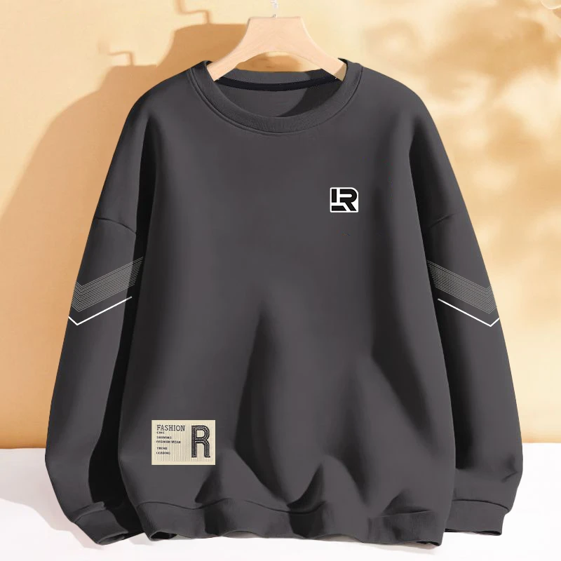 宽松休闲百搭上衣男装男士卫衣春秋款圆领套头长袖打底衫男