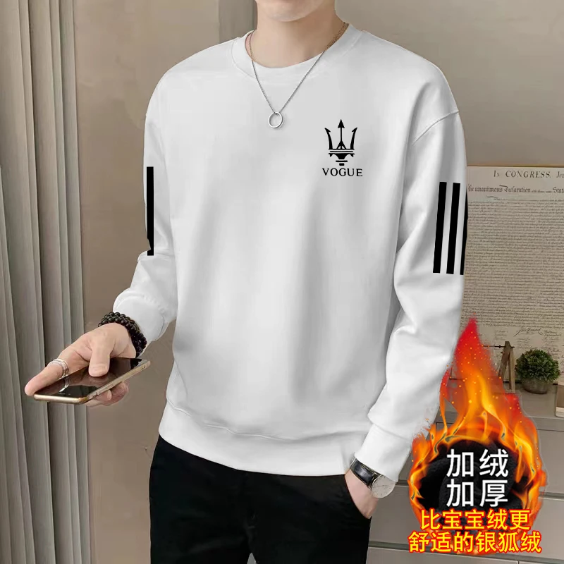 长袖t恤男秋冬季ins潮牌宽松加绒加厚休闲打底衫青年学生圆领卫衣