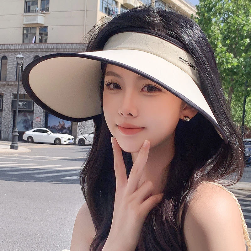 户外韩版可折叠全脸防晒帽女大帽檐空顶遮阳帽时尚太阳帽骑车遮脸