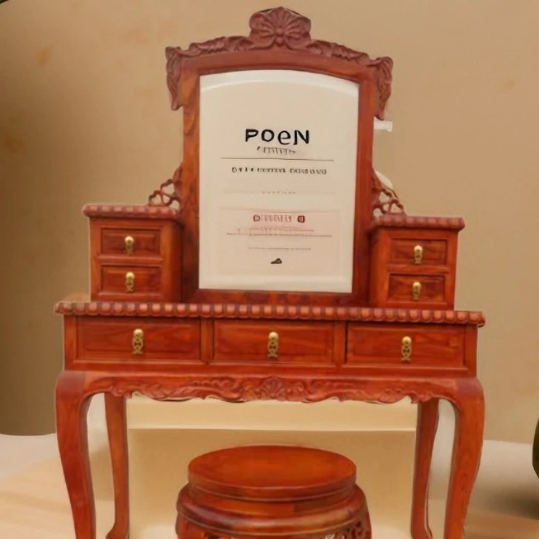 实木老榆木梳妆台化妆台桌镜子