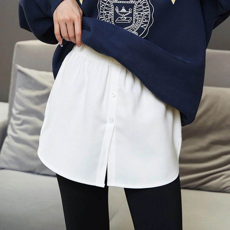 秋冬季韩版叠穿内搭女打底神器半身裙衬衫搭配毛衣假下摆遮胯裙子