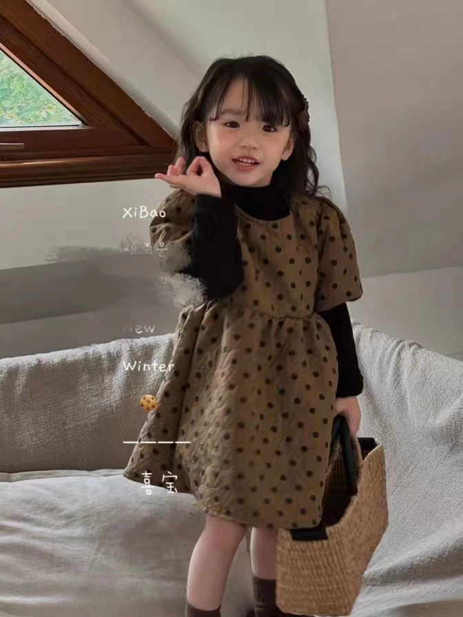 02号童装百搭2件加绒真两件连衣裙