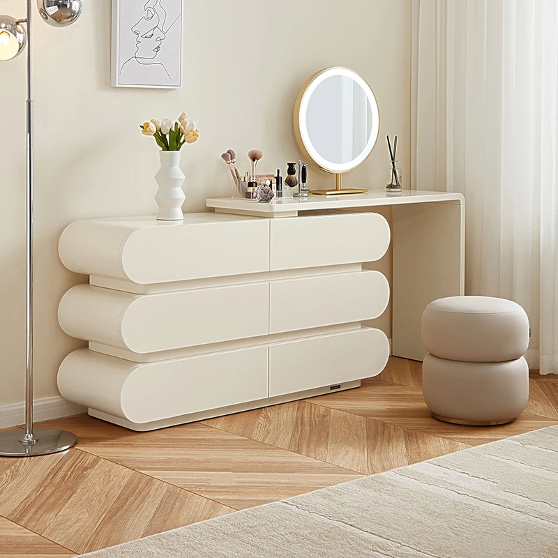 QYG全友家居法式奶油风伸缩旋转鎏金妆台镜交个朋友专属129520