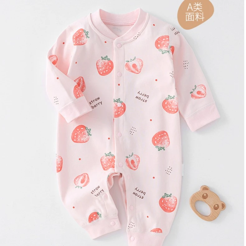 婴儿连体衣春秋新生儿衣服纯棉A无骨宝宝内衣睡衣连身衣哈衣爬服