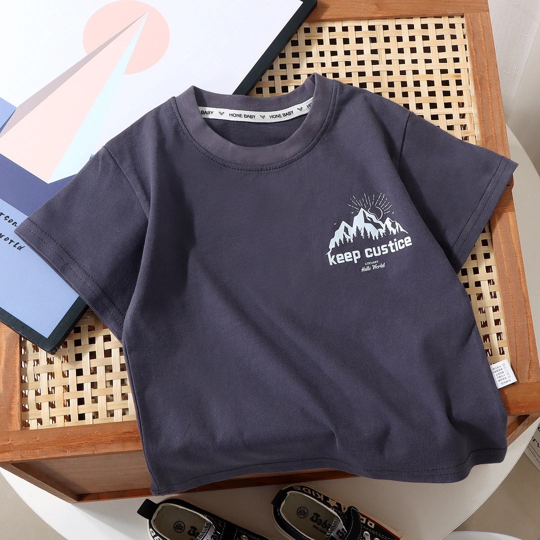 【清仓福利】2023夏季新款男宝女宝高山印花时尚纯棉百搭短袖T恤