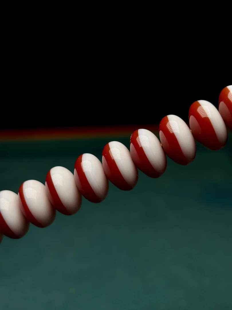 红白一线药师苹果珠算盘珠隔珠12.6x7.5mm文玩配饰拍一发一