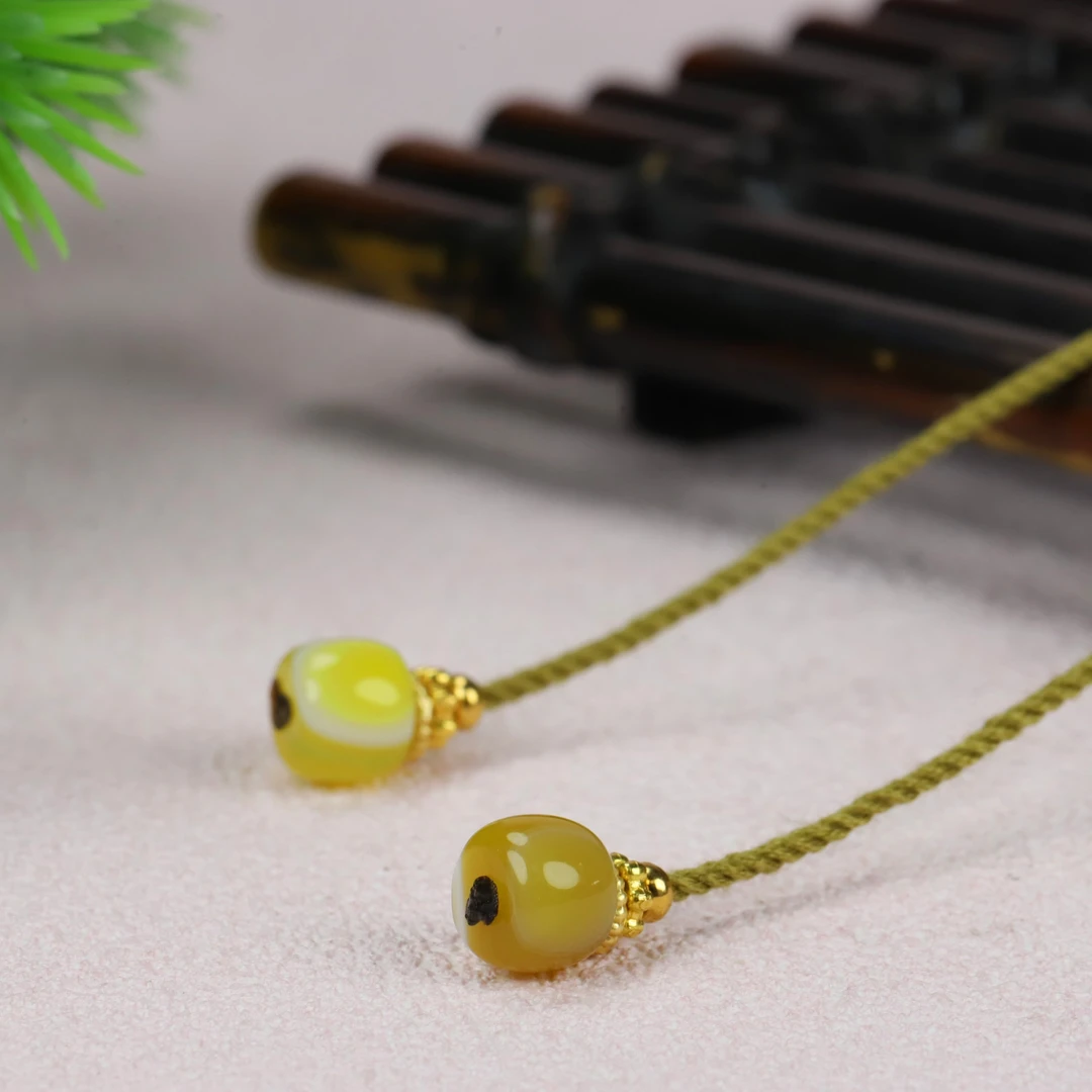 弟子珠直径卡7老型缠丝黄玛瑙文玩配饰百搭配饰多样式拍一发一