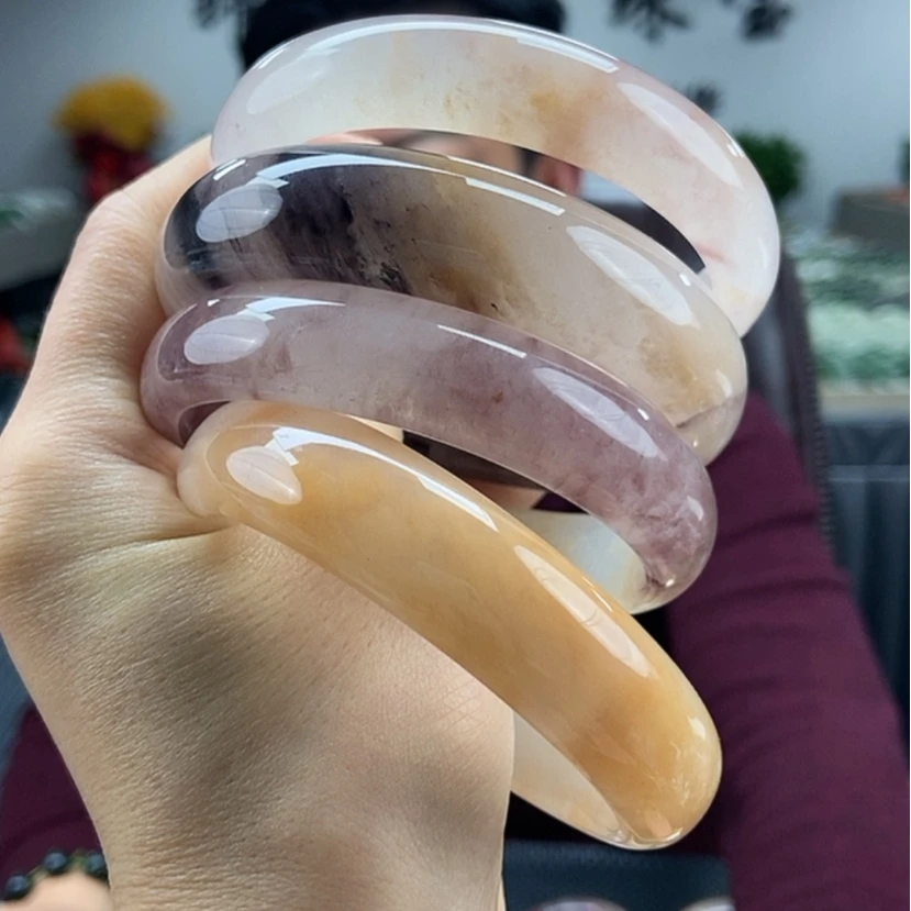 【闪购商品】石英质玉手镯颜色纹路多样性发货拍一发一未镶嵌
