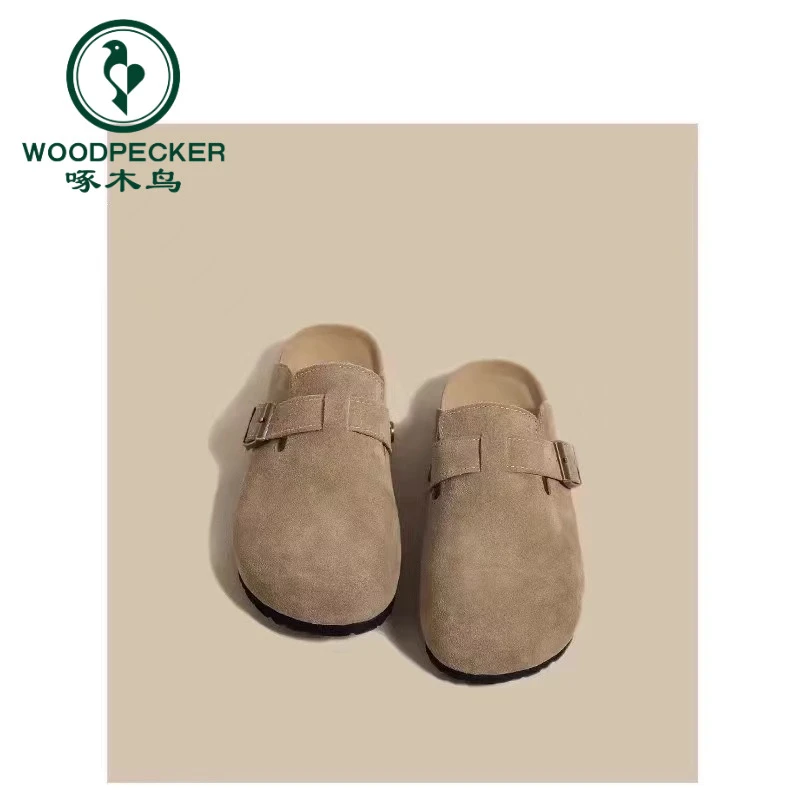 啄木鸟勃肯鞋女2025夏季新款休闲懒人外穿博肯厚底包头半拖鞋女款