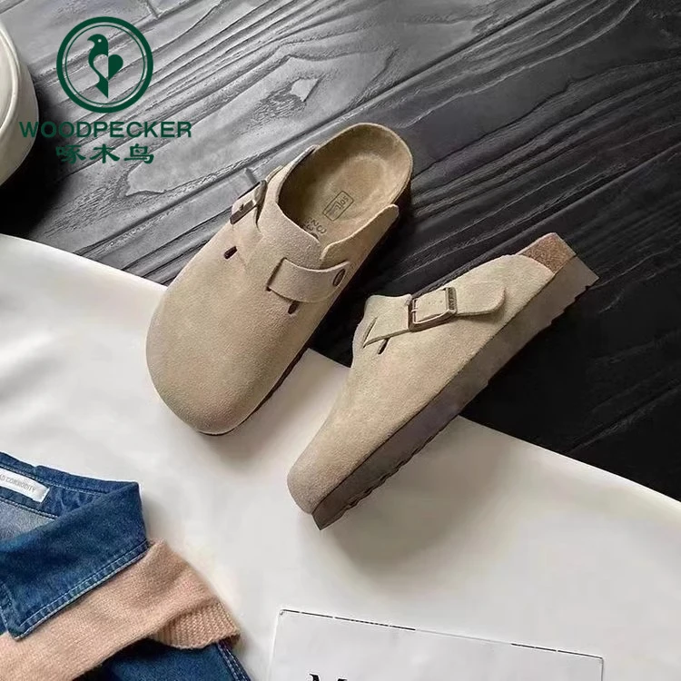 啄木鸟厚底勃肯鞋女2025秋季新款钓鱼软底博肯鞋复古一脚蹬半拖鞋