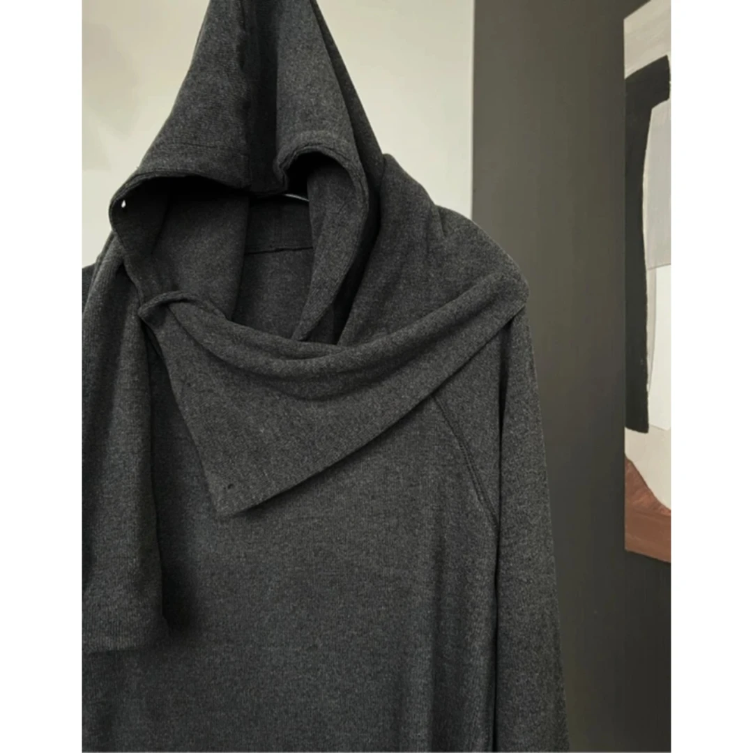 【锦衣夜1.0】25早春小众定制可拆卸围巾带帽长袖T恤上衣