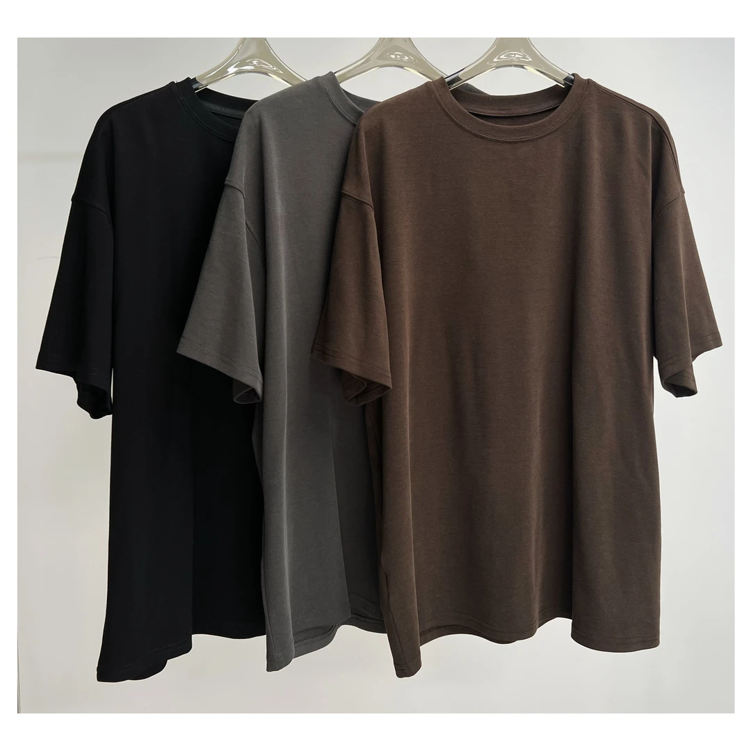 【细雨】纯色百搭简约韩版休闲短袖上衣T恤