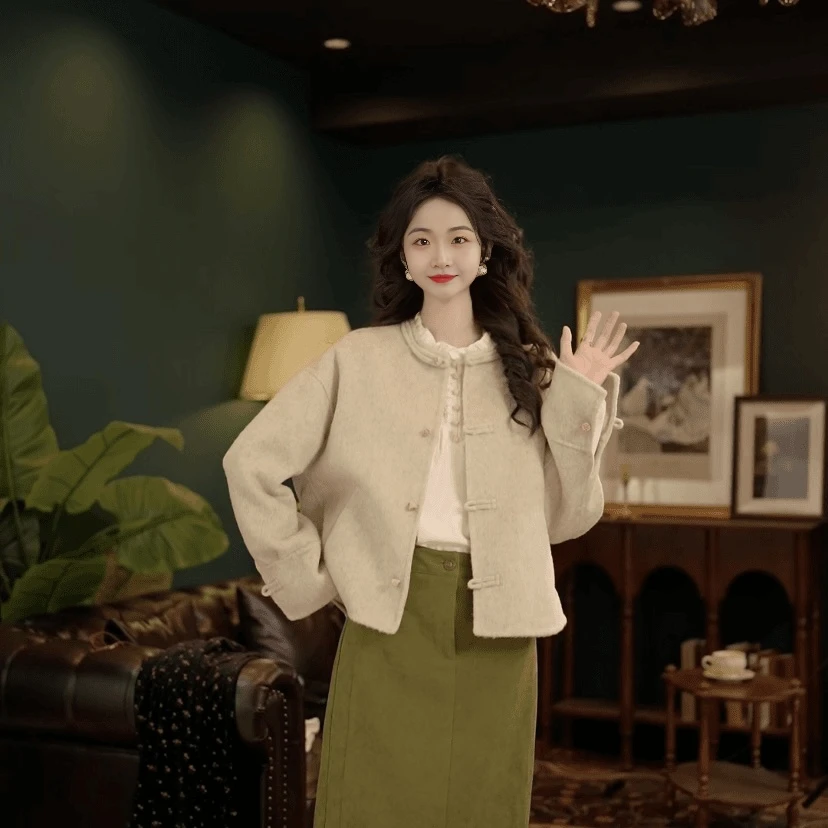 【忘忧岛】港风复古纯色显瘦外套气质时尚百搭宽松韩版小香风外穿