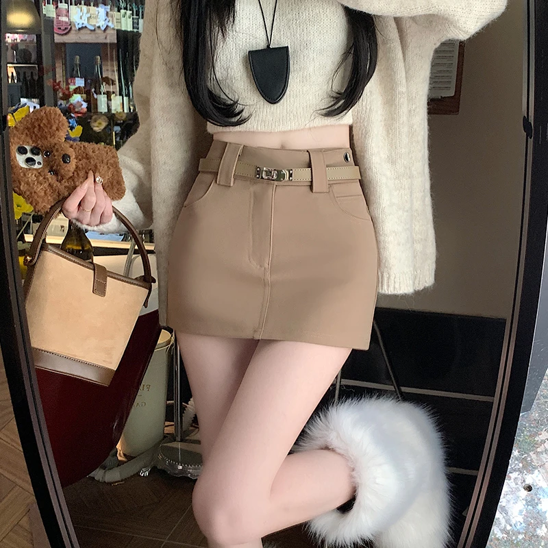 西装半身裙女2025新款秋冬显瘦百搭高腰气质A字一步包臀短裙
