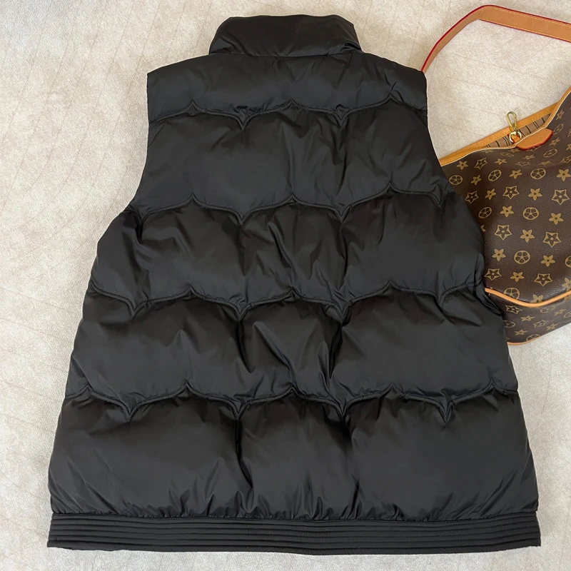 新国标90羽绒服洋气加厚马夹时尚百搭黑色保暖立领冬季外穿女0911