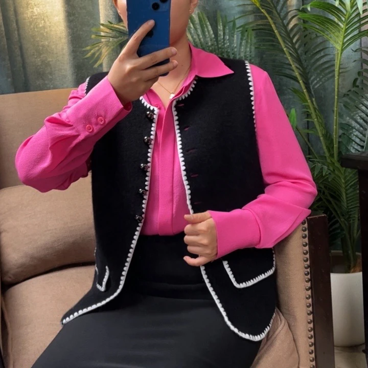 百分百纯羊毛马甲小香风气质网红马夹百搭