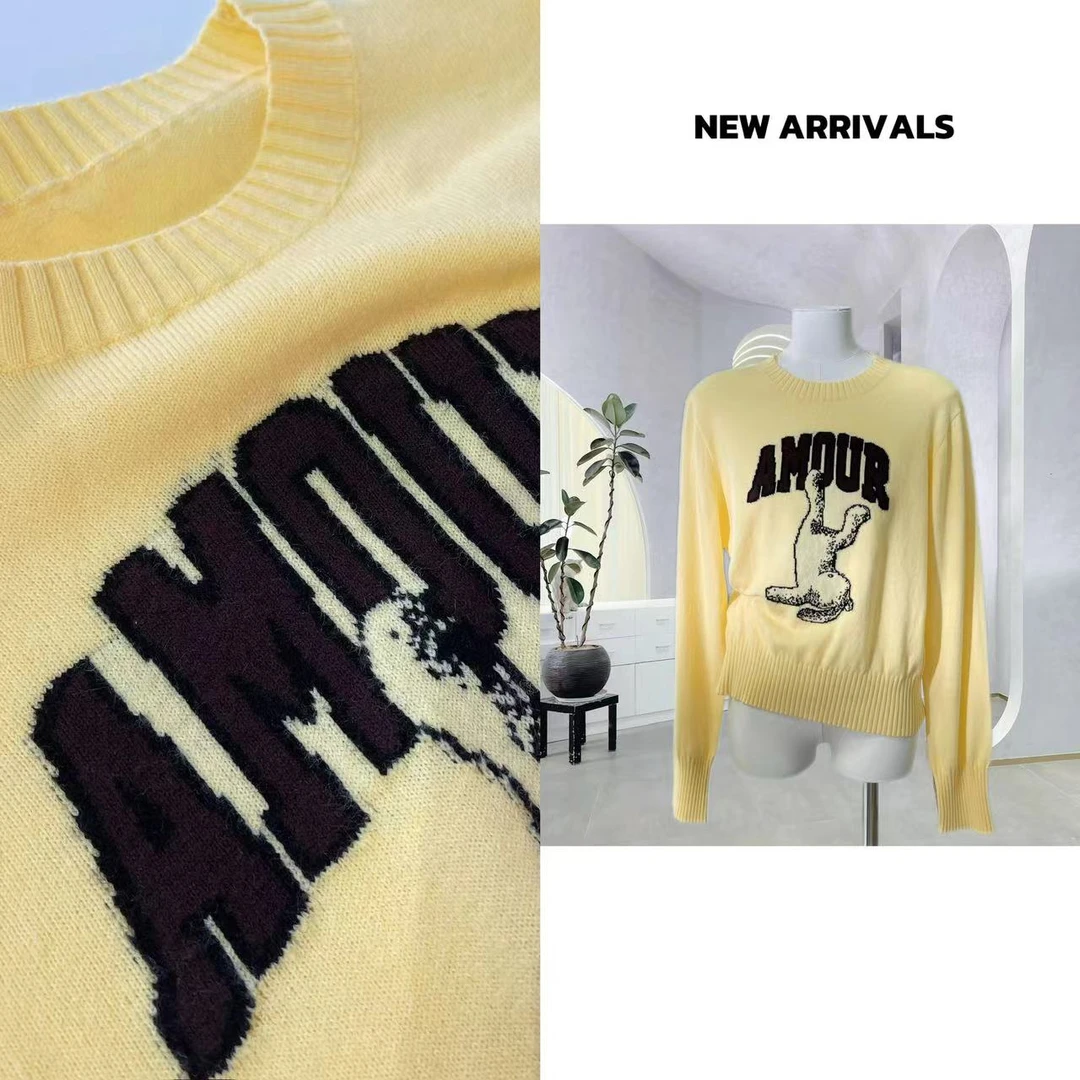 【24新款】秋款圆领卡通字母趣味小熊毛衣针织衫  G1104