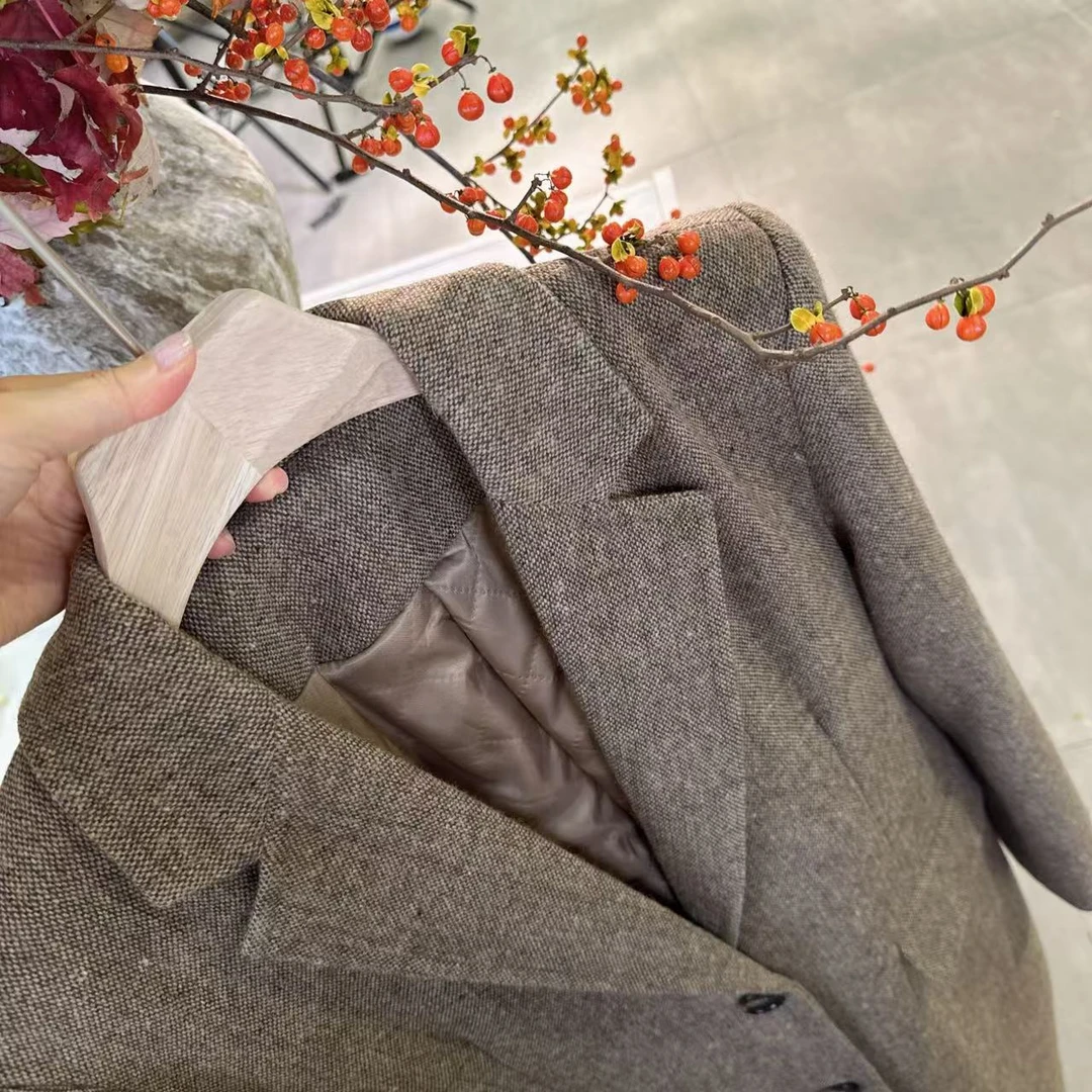 [24年冬]  平駁领夹棉长款大衣  A1018