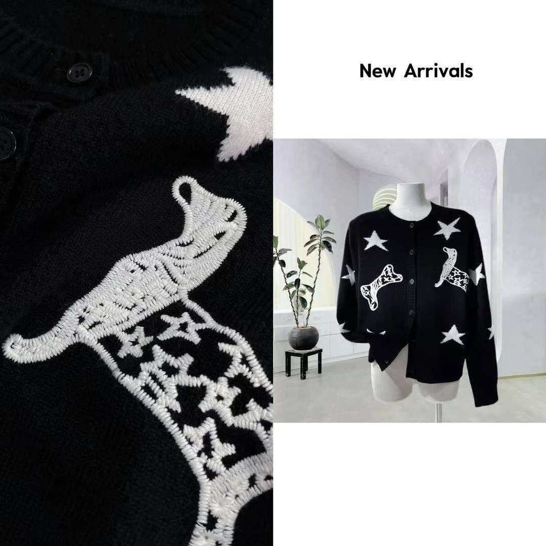 【25新款】冬季卡通刺绣提花针织开衫   G1210