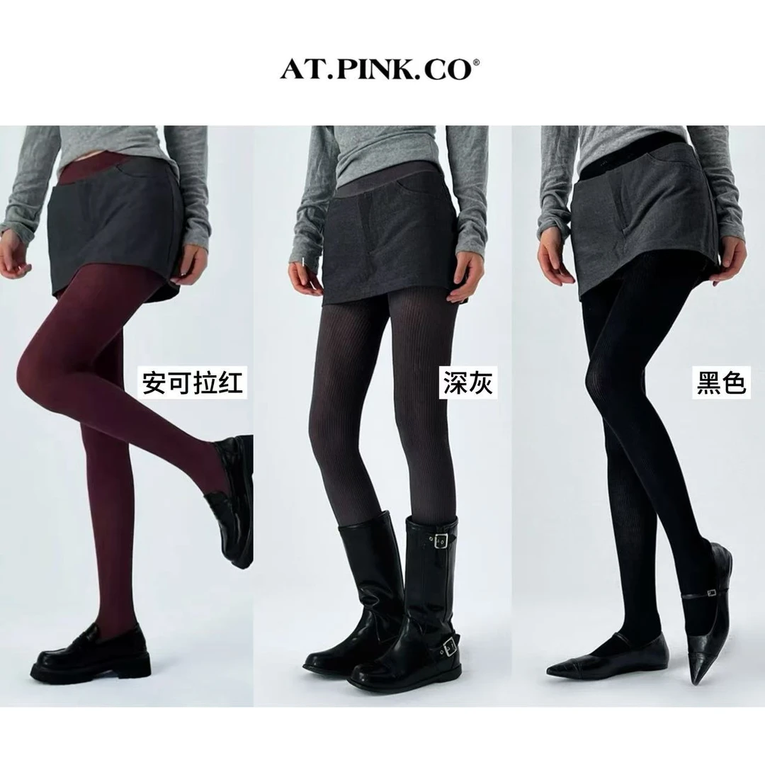 【24新款】（精品）秋冬外穿粗条纹微压羊毛保暖连裤袜   A1020