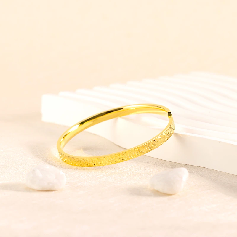 足银手镯 【魏来】精美时尚足银古法金色碎冰冰手镯