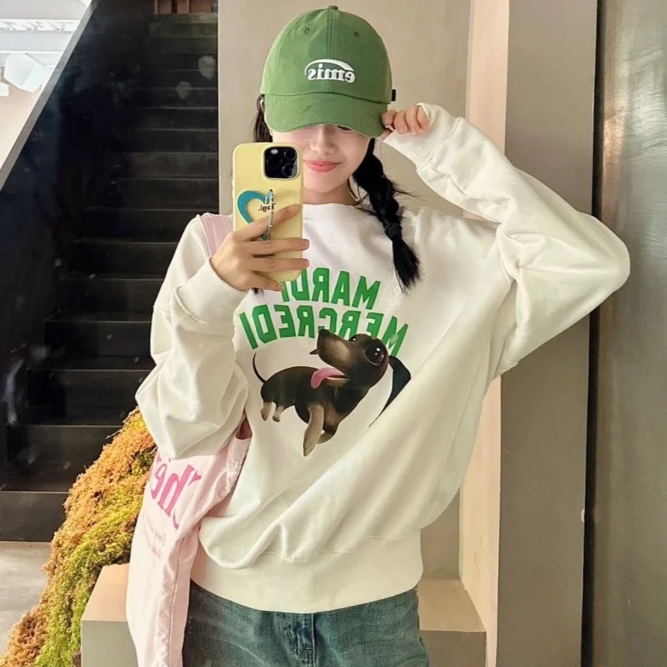 Mar**卫衣3D腊肠狗圆领印花休闲卫衣男女同款INS情侣装