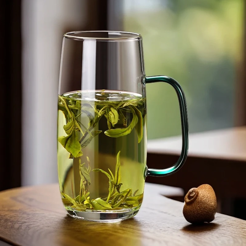 350毫升喝茶杯简约透明玻璃水杯子大容量男女办公杯绿茶杯喝水杯