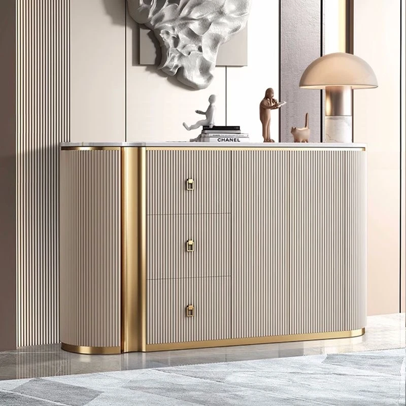 意式轻奢玄关柜现代客厅高档岩板装饰柜极简置物隔断柜餐厅餐边柜