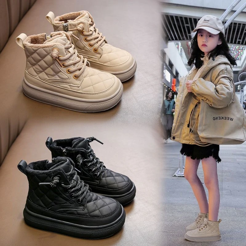 儿童棉鞋2023秋冬新款男童百搭防水加厚雪地鞋女童冬鞋靴子防滑鞋