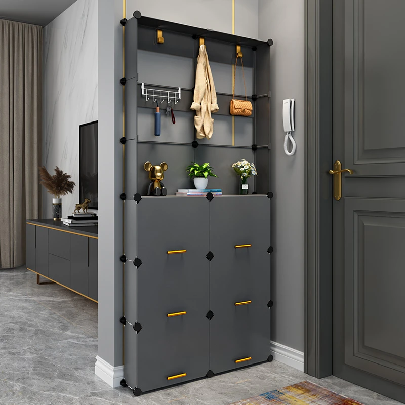 Coleshome/蔻丝超薄鞋柜衣帽柜一体家用门口简易鞋架门后置物架