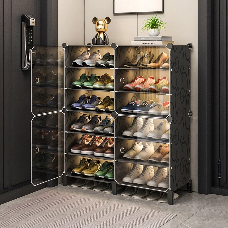 入户门口鞋柜家用室内宿舍门外楼道透明简易大容量塑料鞋架子