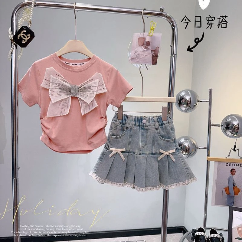 女童夏季套装2024新款儿童公主时尚小童女宝时髦甜美牛仔洋气女孩