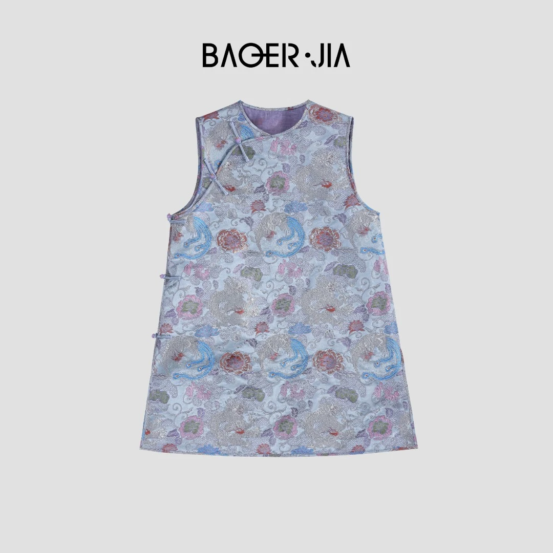 16-【龙凤行】宝儿家BE16424103春夏季穿搭国潮风优雅大气马甲裙子