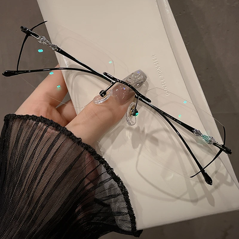 14-纯钛无边框近视眼镜女韩版潮配度数大脸素颜高级感 8906-一号